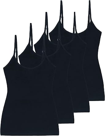 Comfneat Womens 4-Pack Slim-Fit Camisoles Cotton Adjustable Spaghetti Strap Top Underwear