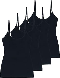 Women's 4-Pack Slim-Fit Camisoles Cotton Adjustable Spaghetti Strap Top ...