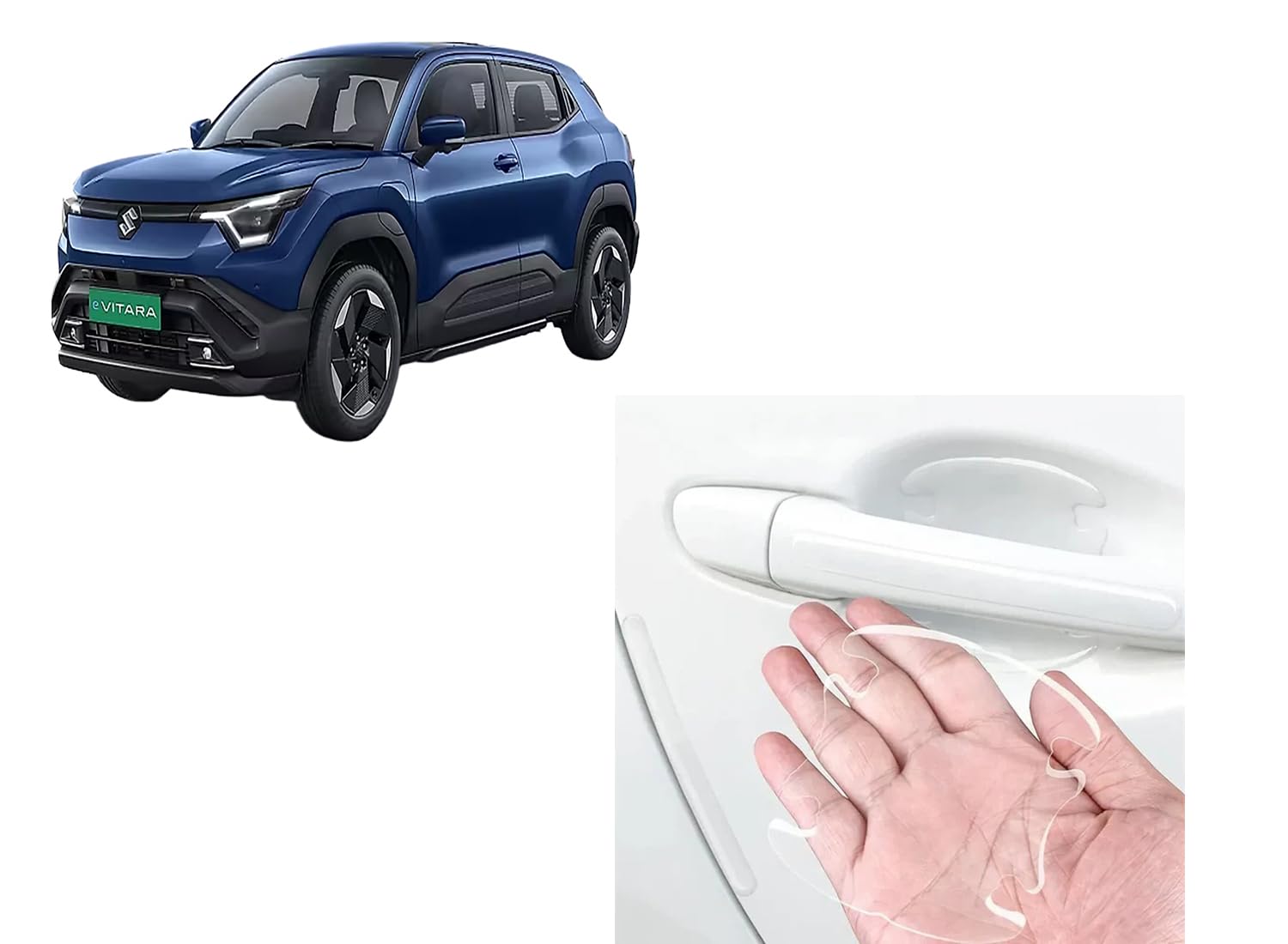 Car Accessories - Car Door Finger Scratch Guard Compatible with Maruti e Vitara Accessories All - Durable & Flexible Design (Set of 4 Pieces) (Black)-image-49