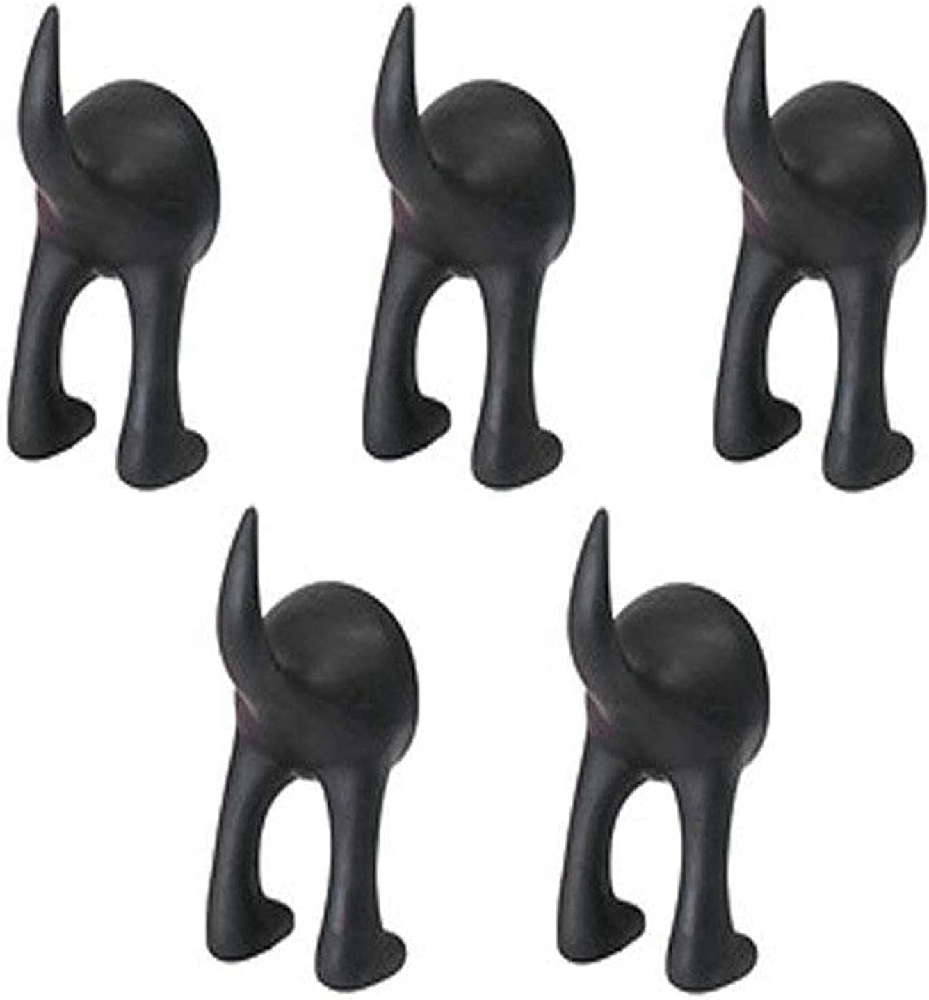 BASTIS 404.484.37 Dog Tail Hooks, Synthetic Rubber, Black, with The Hook You Transform an Unused Space into a Practical Storage Space, Pack of 5