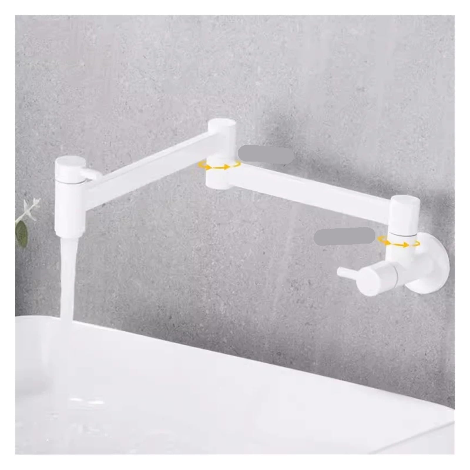 Ewsdsfs White 1 Pot Filler Tap Brass Wall Mounted Kitchen Sink Faucet 360 Rotate Folding Spout Spigot Single Cold Taps Black/White(White 1)
