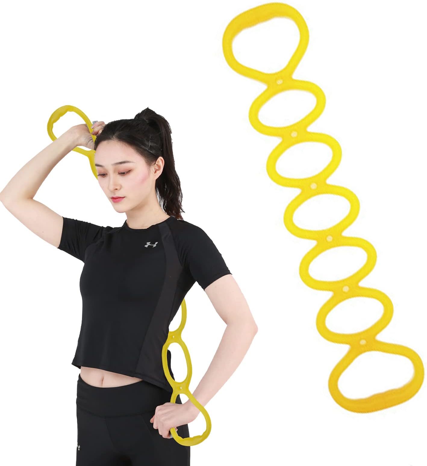7 Ring Stretch Resistance Exercise Band, BetterJonny Workout Bands Yoga Stretching，Foot, Leg and Arm Exerciser for Home or Fitness Center Workout Walking Exercise