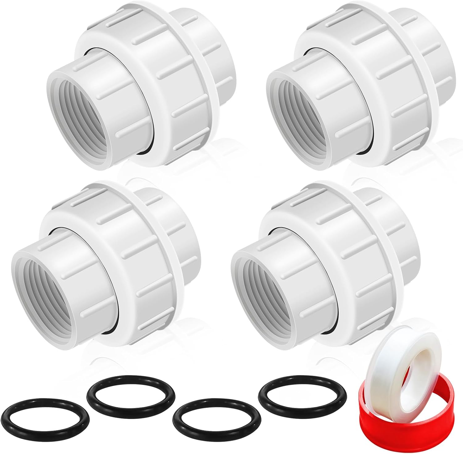 4PCS PVC Coupling Pipe Fitting, 1 inch Female Thread PVC