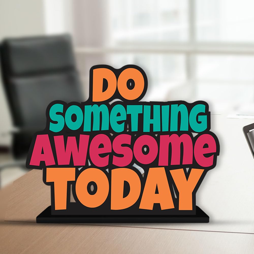 Artvibes Wooden Idols&Figurine Do Something Awesome Today Positive Quotes Table Decor for Office Desk Alphabet Showpiece|Home Decoration|Living Room|Modern Gifting|Home Decor Item (Sp_1173)