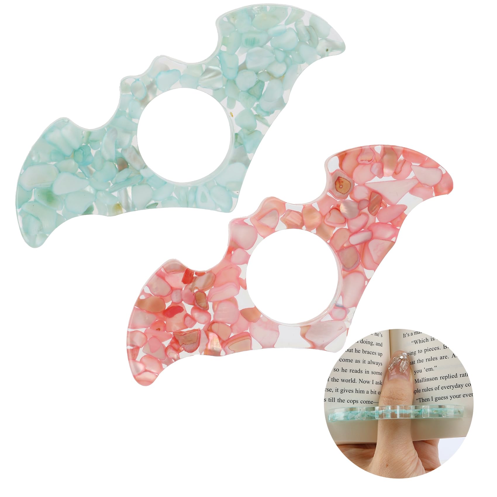 Photo 1 of 2PCS Book Page Holder,Dried Flower Resin Page Holders for Reading,Thumb Book Page Holder,Gifts for Book Lovers,Book Accessories Book Lover,Book Page Holders for Reading,Gifts for Readers (Bat Style B)