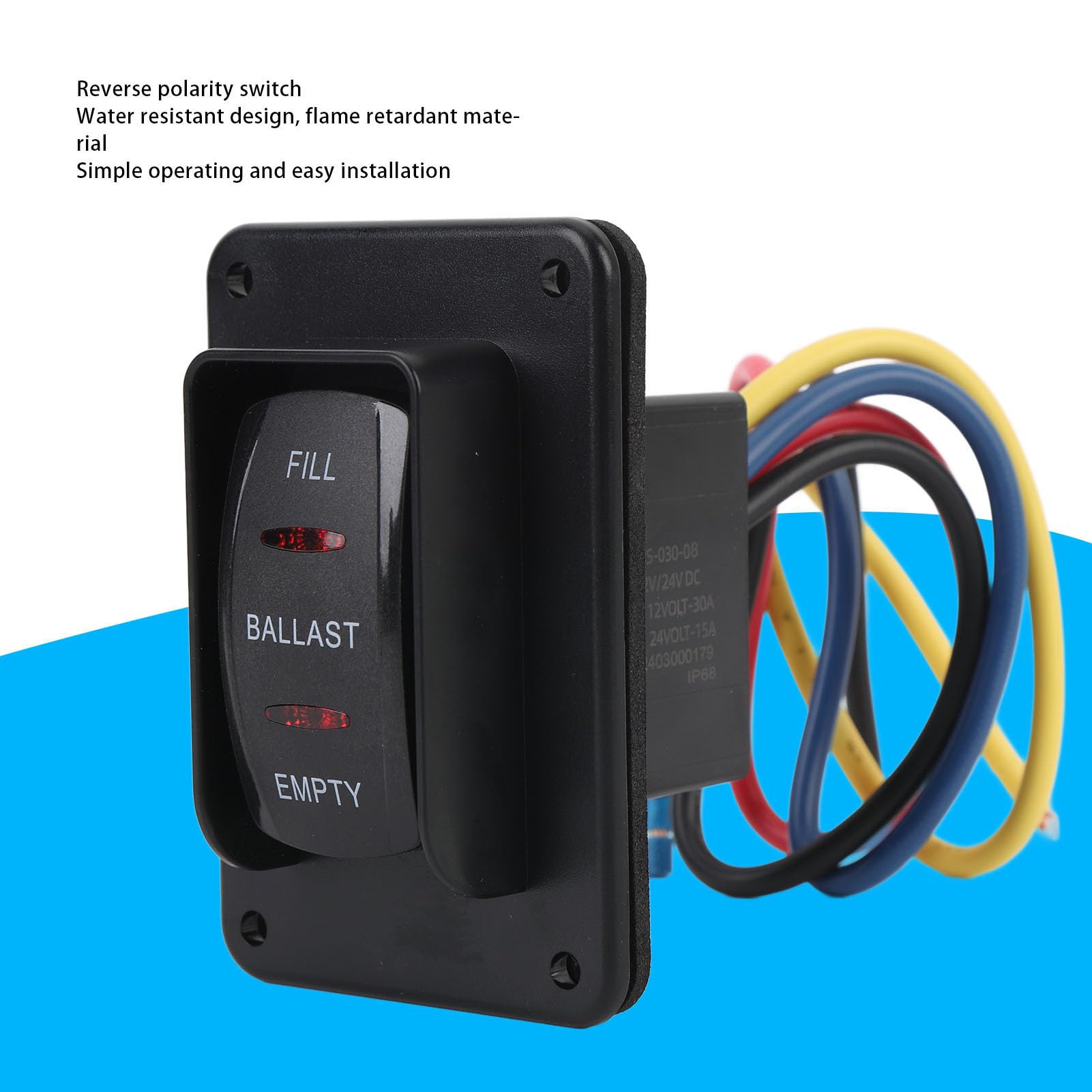 RV-Umpolungsschalter, 12 V, 30 A, 24 V, 15 A, Wasserdichter IP68-Schalter, Hochwertiges ABS-Material, Benutzerfreundliches Design, stoß- und Feuerbeständig, Langlebig, Geeignet