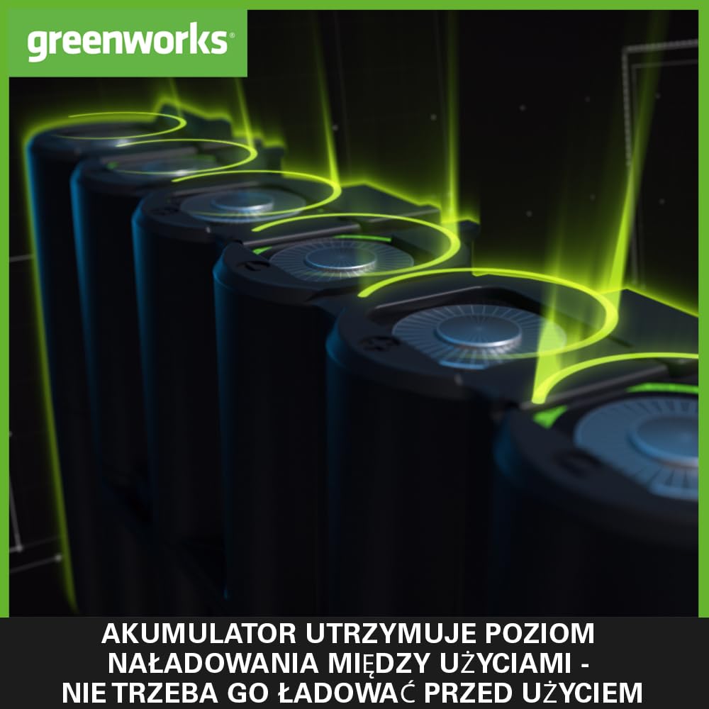 Greenworks Akumulator 24V 2Ah - Akumulator Litowo-Jonowy Greenworks 24V o Pojemności 2Ah, Lekki Design z 3-Stopniową Kontrolą Poziomu Naładowania LED, G24B2