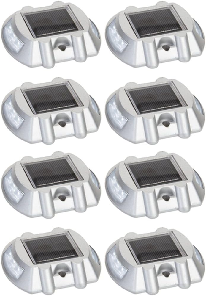 Reusable Revolution Solar LED Pathway Marker Road Stud Light (White, 8 Pack) Reusable Revolution Solar LED Pathway Marker Road Stud Light (White, 8 Pack)