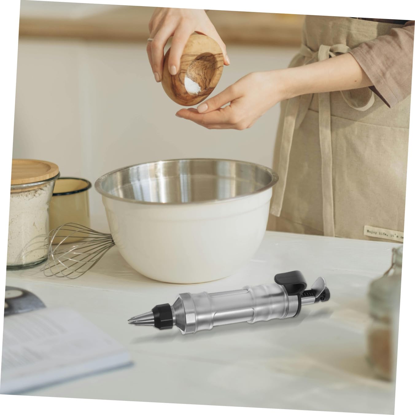 Edelstahl Garnierspritze Backzubehör Torten Dekorieren Tortendekoration Profi Gebäckpresse mit Großer Kapazität und Vielseitigen Spritztüllen für Cupcakes Kekse und Desserts