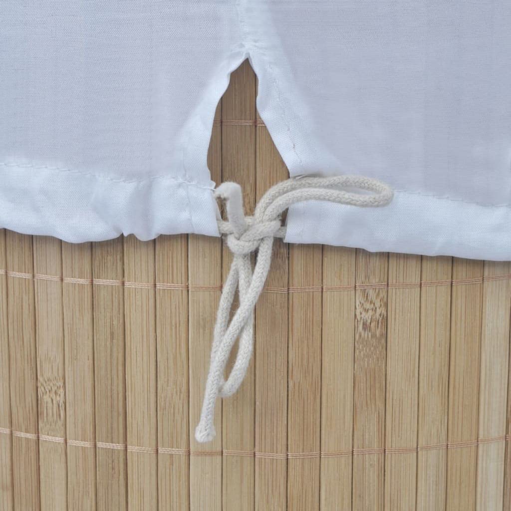 Cesto portabiancheria rotondo in bambù naturale, con sacchetto in poliestere rimovibile, 35 x 60 cm, leggero, con manici, per bagno, camera da letto, lavanderia