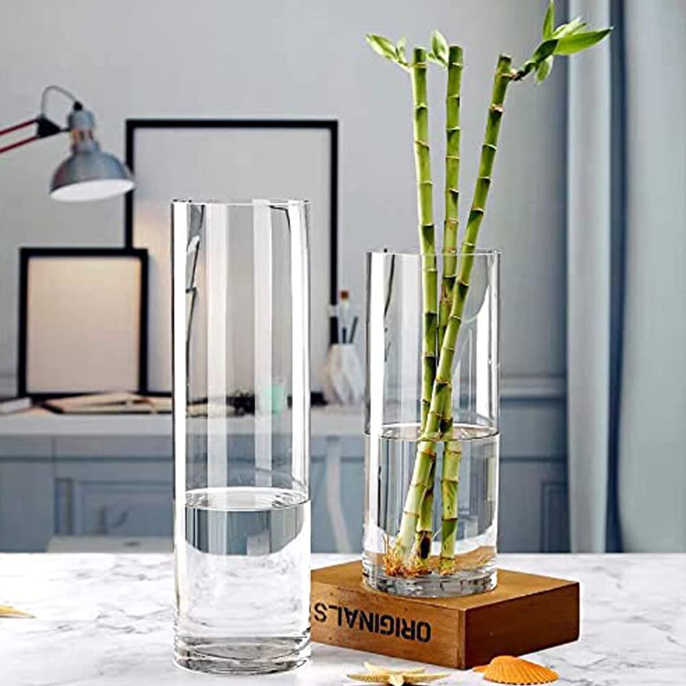 Rishabh Home Decoration Glass Clear Cylinder Vase Floral Cylinder Glass Vase for Weddings, Events, Decorating, Arrangements, Flowers, Office, or Home (Set of 3) 1