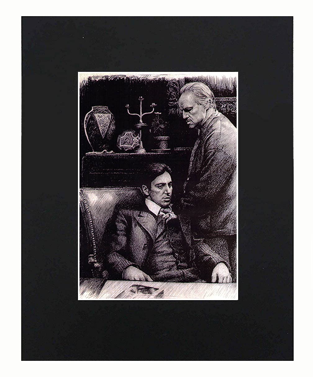 XQArtStudio The Godfather Al Pacino Marlon Brando 1972 Portrait Art Artworks Print Picture Photograph Mini Poster Gift Wall Decor Display Size with Matted 8x10