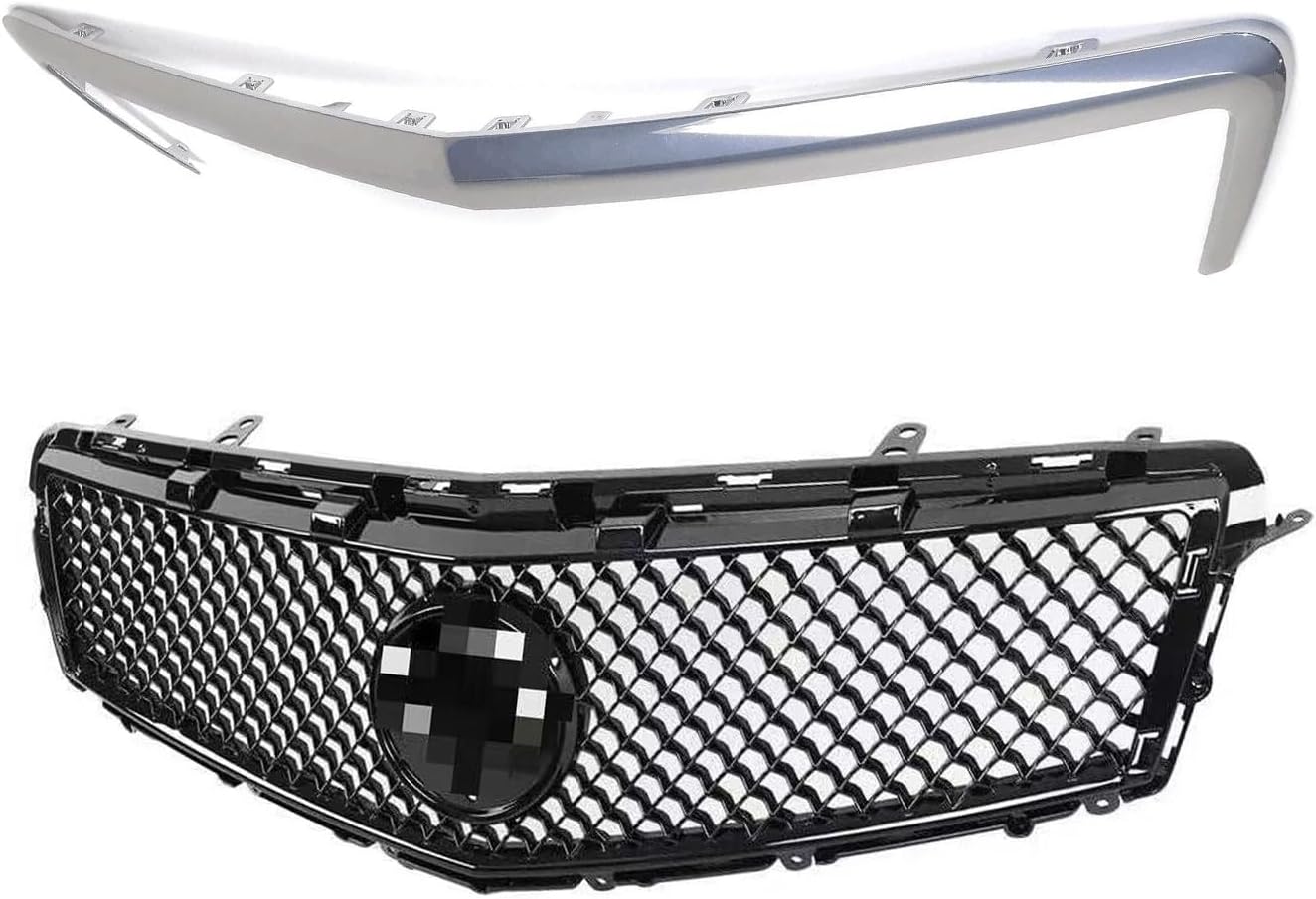 2pcs Front Upper Grille & Trim Molding Chrome Compatible with Cadillac 2013-2014 ATS - Front grille kit (2013-14 Grille chrome)