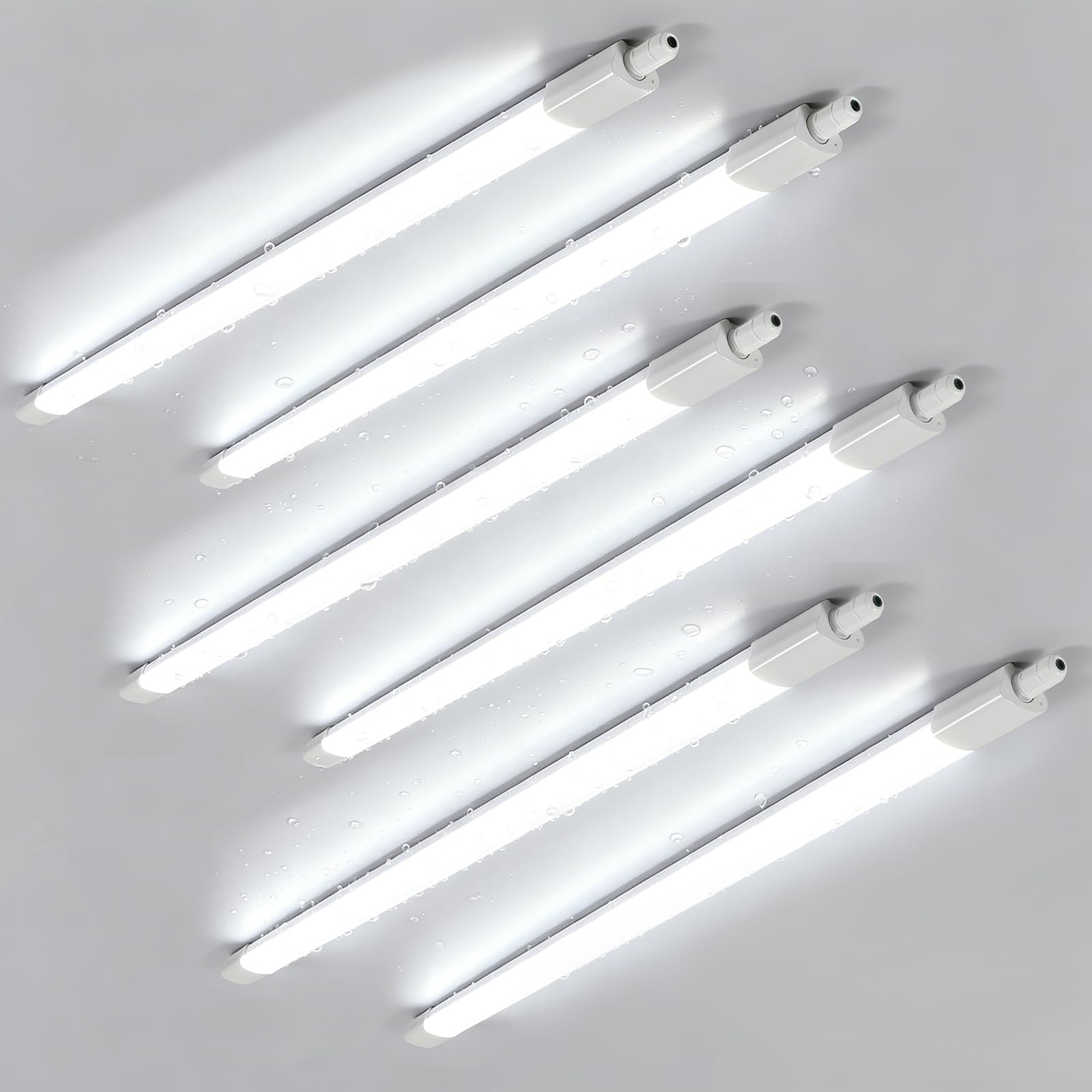 Dorlink 6‑Pack 4ft LED Batten Light, 5500LM 6500K Linkable Tube Light