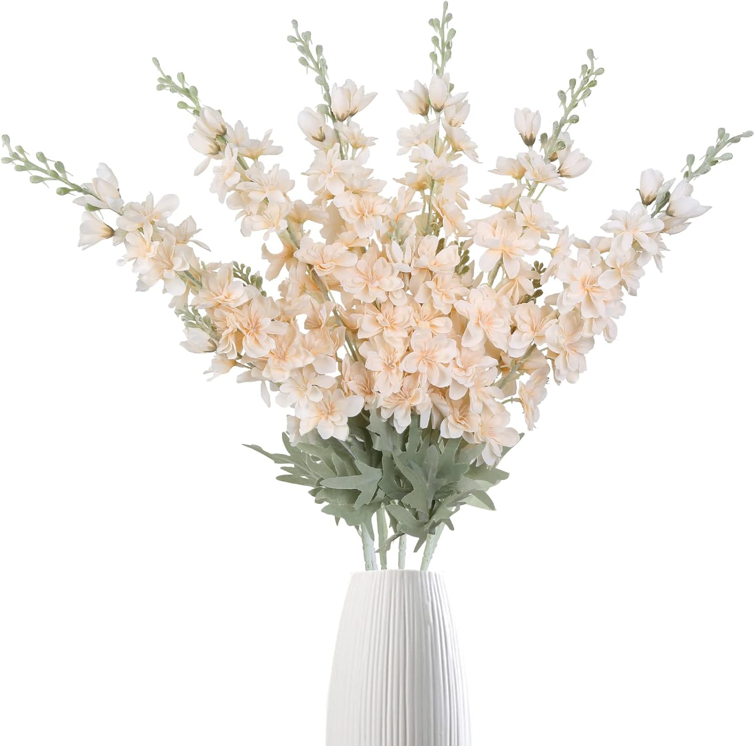 IPOPU Delphinium Flowers Artificial Flowers 6pcs Champagne