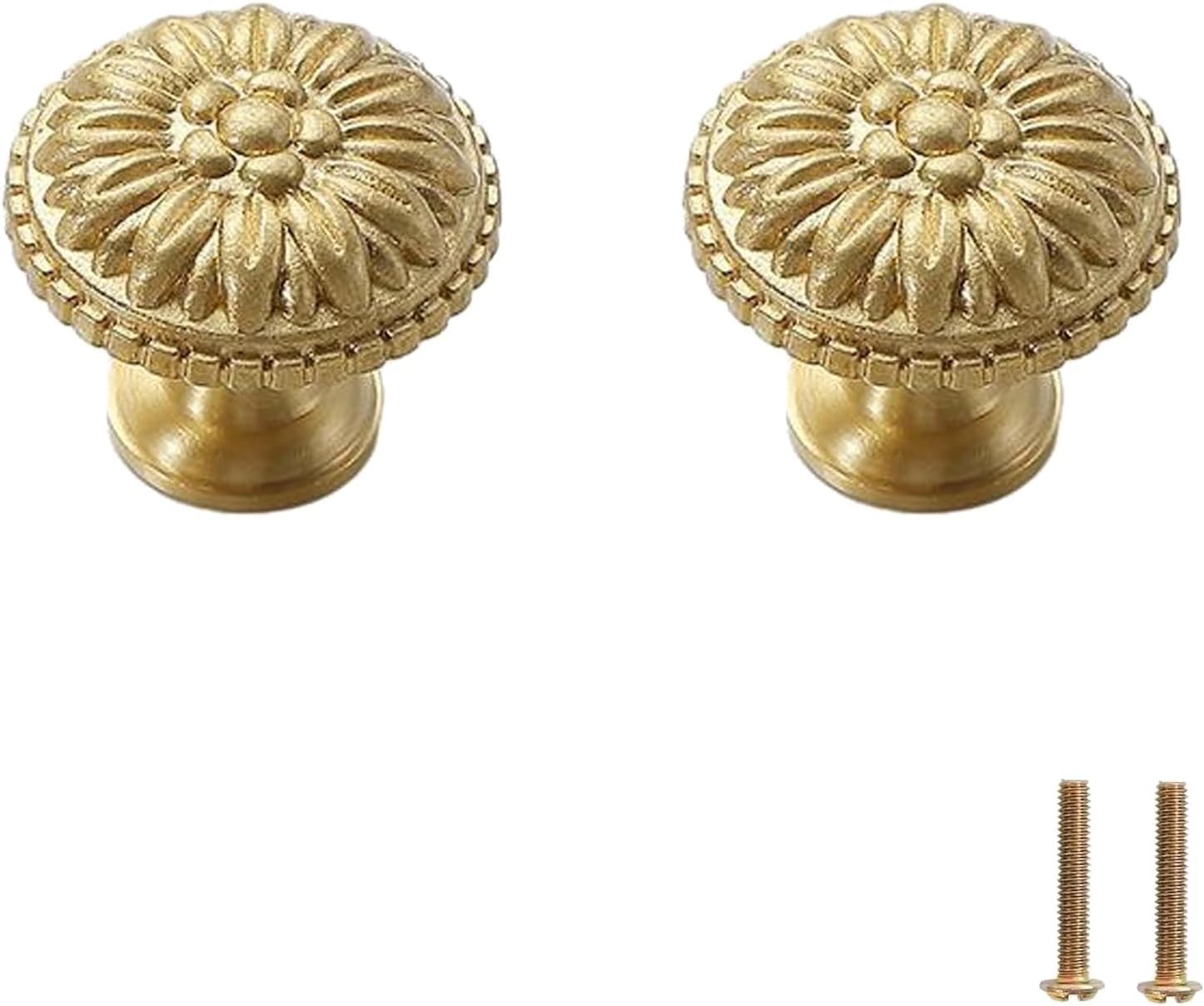 Tnbccxn 10 Copper Color 27*25Mm Cabinet Handles, Cabinet Handles,2 Pcs Fancy Embossed Pure Copper Knob(10 Copper Color 27 * 25Mm)