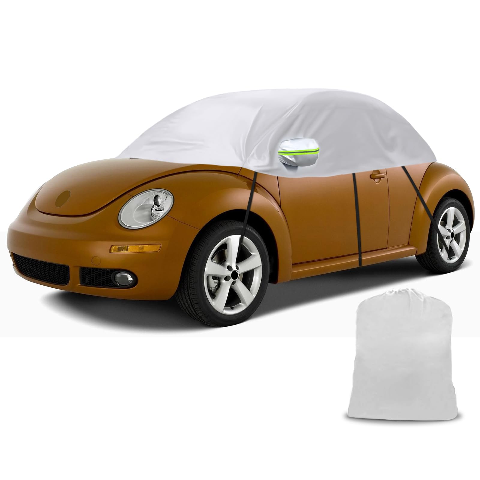 Half Car Cover Replace for VW Beetle 1998-2019, Custom-Fit Soft Top Roof Protector Car Cover, Half Garage with Straps UV Resistant Half Cover All Weather Outdoor Indoor