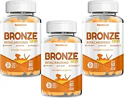 Kit Combo 3 Bronze Skin Betacaroteno + Vitamina C 60 Cápsulas Natunéctar