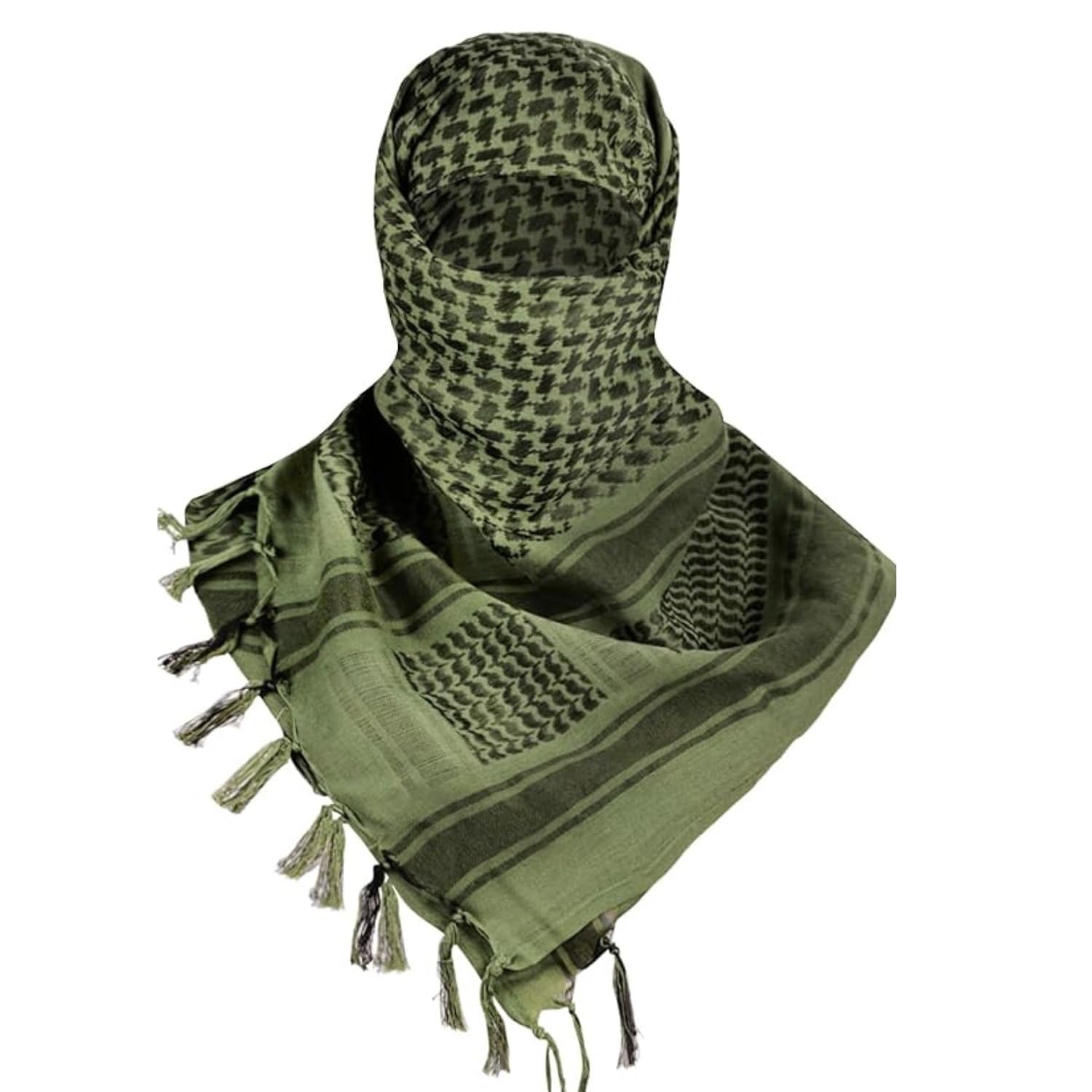 Cotton Shemagh Keffiyeh Scarf – Lightweight Tactical Desert Head Neck Wrap, Sun Protection Outdoor Scarf for Summer Hiking