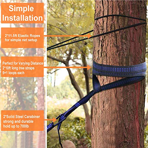Hieha Double Camping Hammock with Mosquito Net, Portable Nylon Hiking Hammocks for Trees, Travel Outdoor Gear Camping Essential Hammock for 2 Adults(Green)