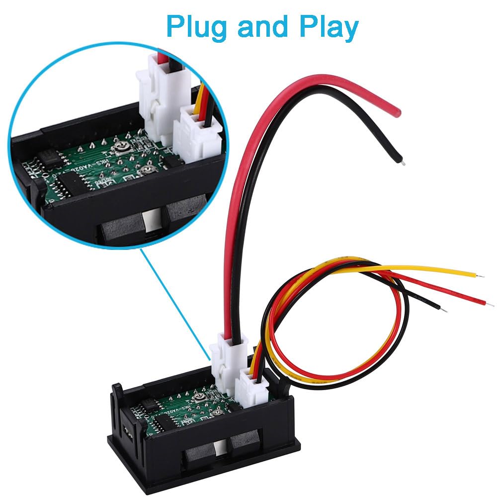 6 stuks 0,28 LED digitaal voltmeter ampèremeter: DC 0-100V 10A volt ampère meter, multimeter rood en blauw detector LED dubbele kleurenweergave, spanning ampère module stroommeter paneel tester