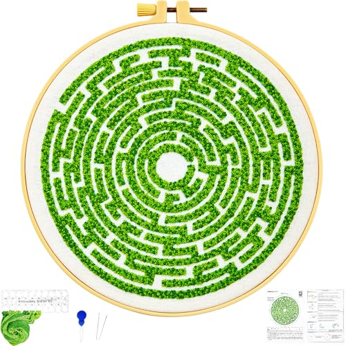 Image of Maze Embroidery Kits for Beginners Adults Funny Hand Embroidery Art Kits, Cross Stitch Kits for Beginners DIY Craft Kits for Adults Women, Entire Set of Embroidery Supplies【Full-length Video Tutorial】