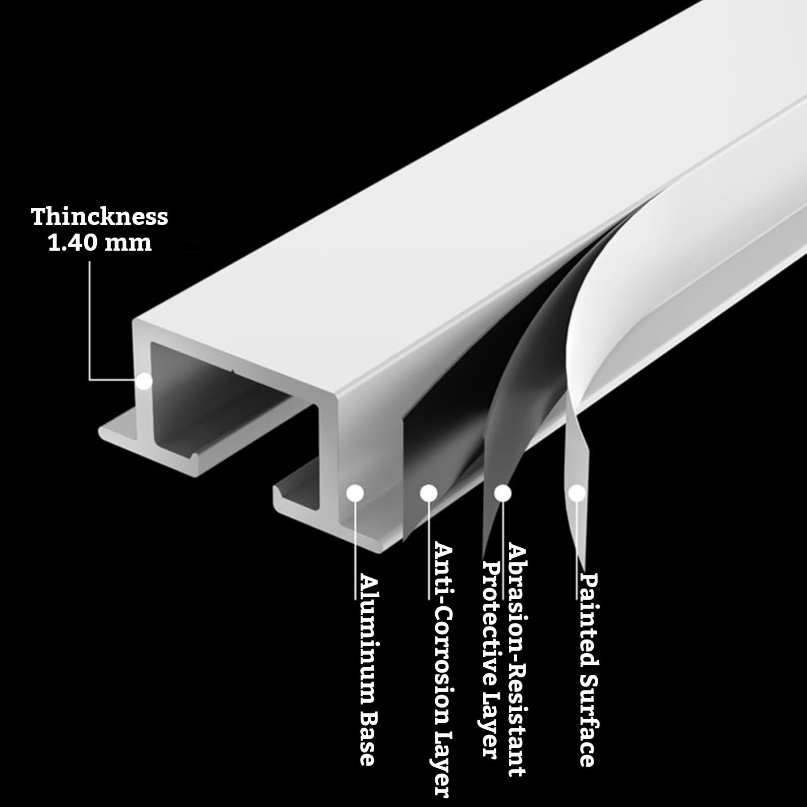 Versenkbares Vorhangschienensystem - Robuste Aluminium-Vorhangschiene für elegante versteckte Deckenmontage ideal für Wohnräume und Schlafzimmer einfach zu installieren.