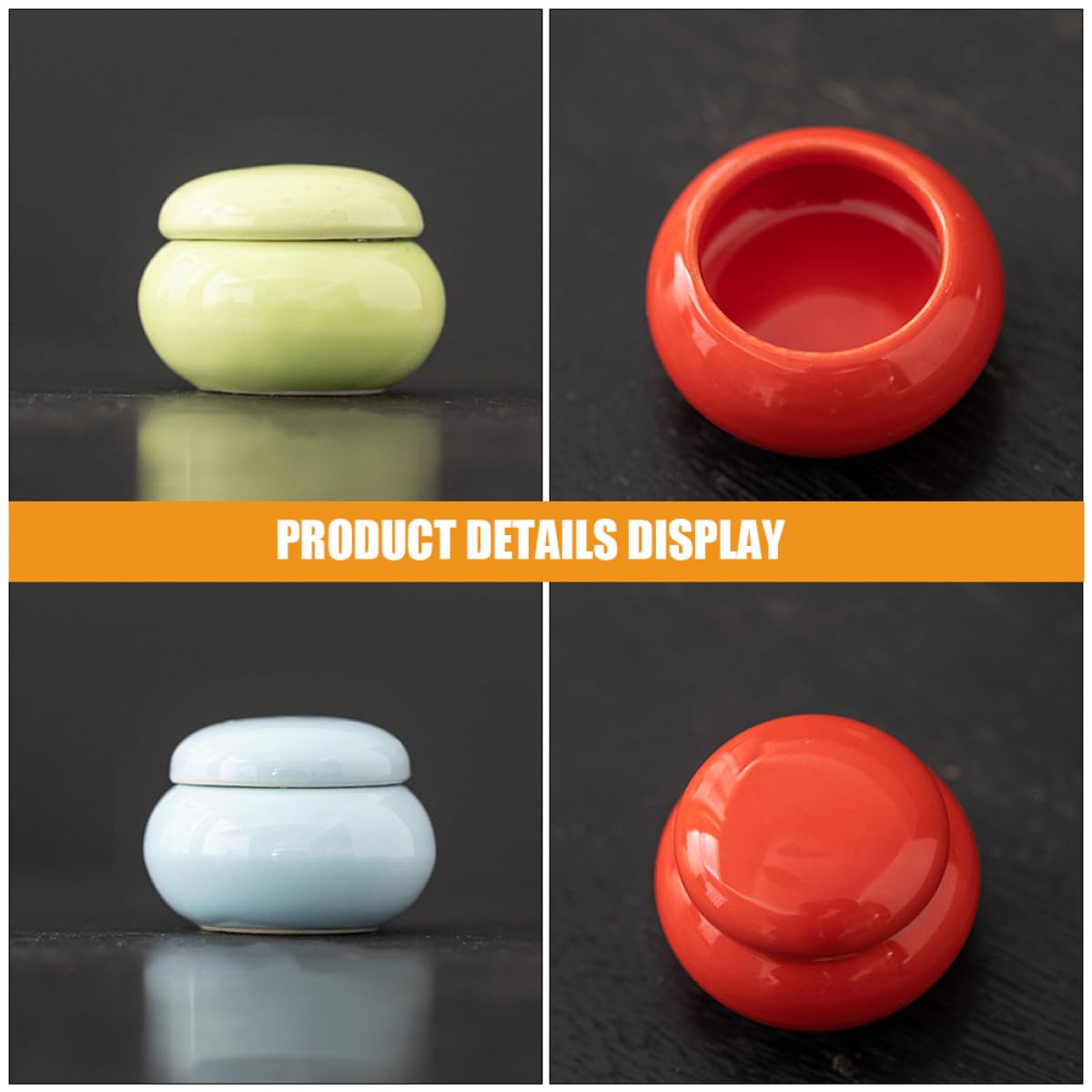 GANAZONO Set 6 Mini Barattoli in Ceramica per Crema Vuoti Coperchio, Contenitori Cosmetici Portatili per Viaggio, Barattoli Multifunzionali per Lozioni e Campioni