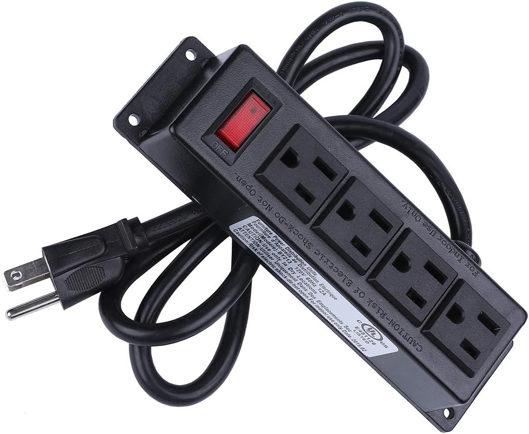 DALIYREPAL Power Strip, Beesmall 4 Outlets 3.6 ft Heavy Duty Surge Extension Cord, Wall Mountable The Desk Table, Workbench, Nightstand, Dresser, Home, Office, Hotel (4AC-1M)