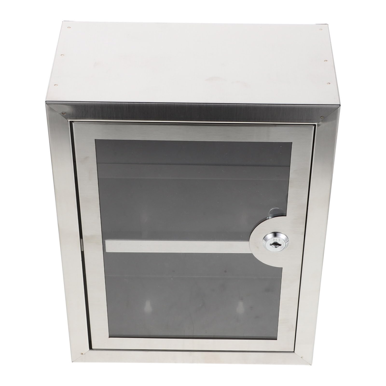 Boîte de rangement verrouillable en acier inoxydable argenté double couche