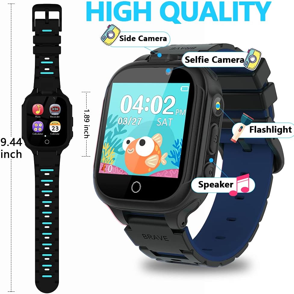 Kids Smart Watch Boys Girls with 24 Games Dual Camera 1.44" Touch Screen Music Player Video Recorder 12/24 hr Pedometer Alarm Clock Calculator Flashlight Stopwatch Electronic Learning Education Toys : Toys & Games