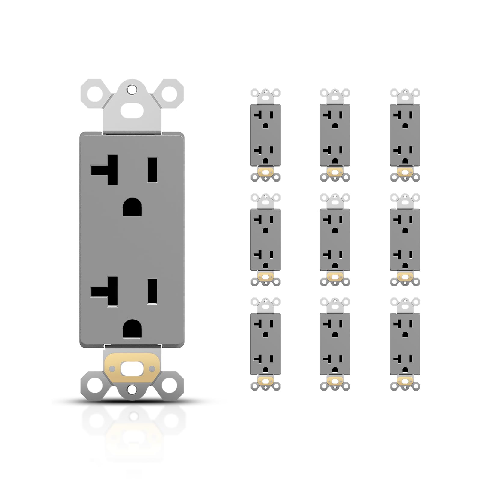 TOPELER Decorator Receptacle, 20Amp 125V Standard Electrical Wall Outlet, 2 Pole 3 Wire, Non-Tamper Resistant, NEMA 5-20R, Self-Grounding Residential