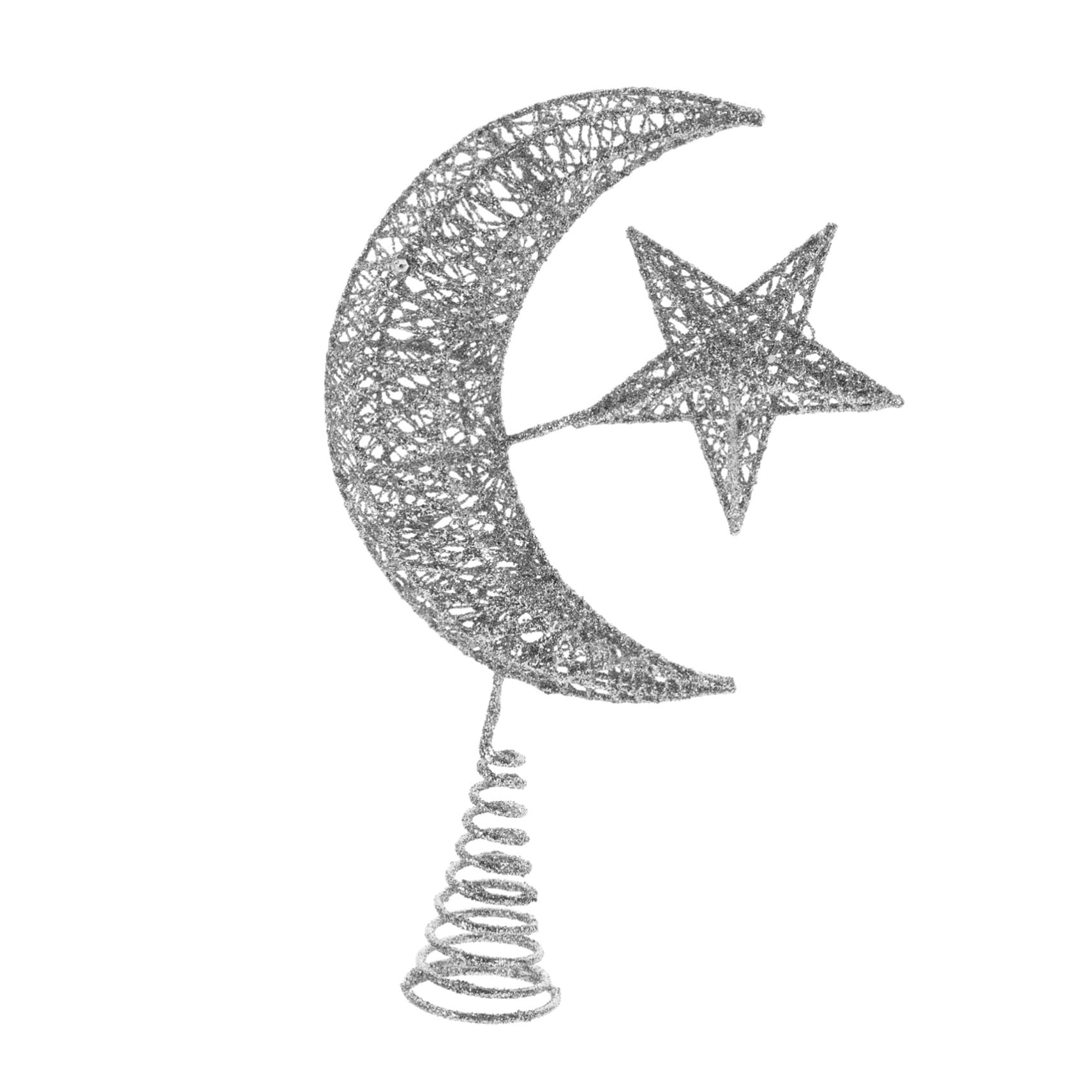 Cimier de Sapin de Noël ensablé en Forme d'étoile en métal à Suspendre, décoration à Suspendre, étoile de Bethléem, Lune et étoiles, projecteur de Sapin, Père Noël Hugger en Fer forgé Burleigh