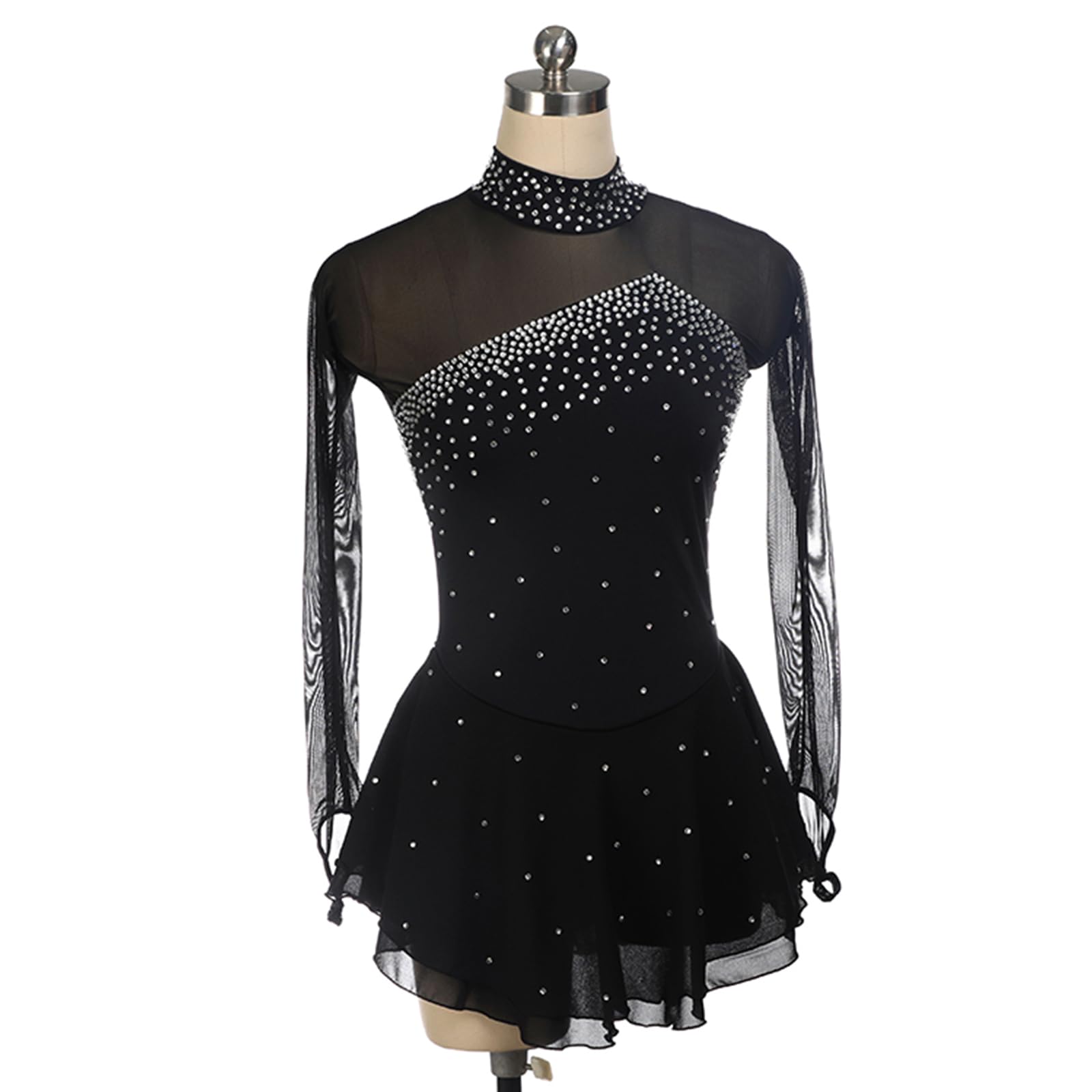 Tanzkleid Mädchen Pailletten Eiskunstlauf Kleid Kinder Langarm Ballettkleid Tanztrikot Mit Rock Kleider Gymnastikanzug Wettbewerb Tanz Kostüme,Burgundy,S
