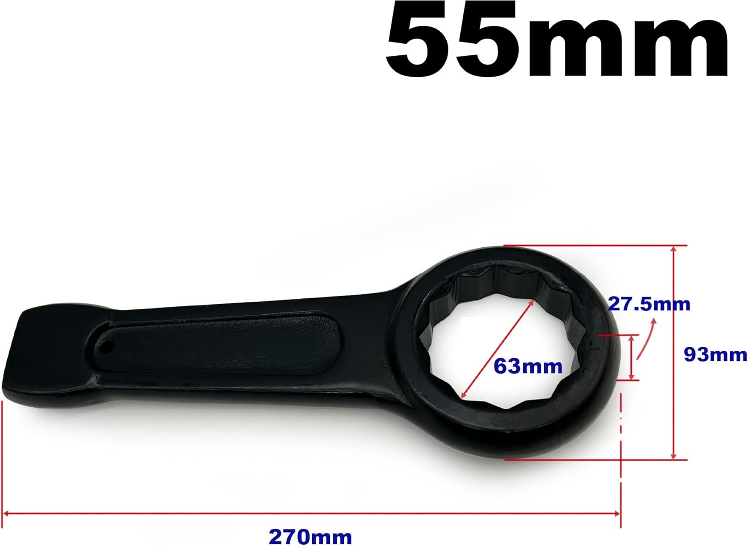 Slogging Box End Striking Ring Wrench Metric Slugging Flat Single Ring Spanner 55mm
