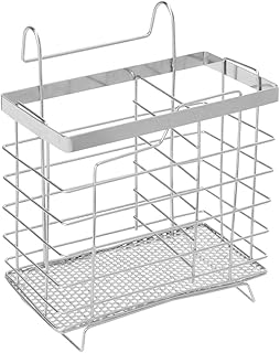 Zestaw Do Suszenia Naczynia Kosz Odprowadzający: 2 Podzielone Komory Odstępujące Odstępujące Ze Stali Nierdzewnej Z Haczykami Do Widłowych Pałeczek Łyżki