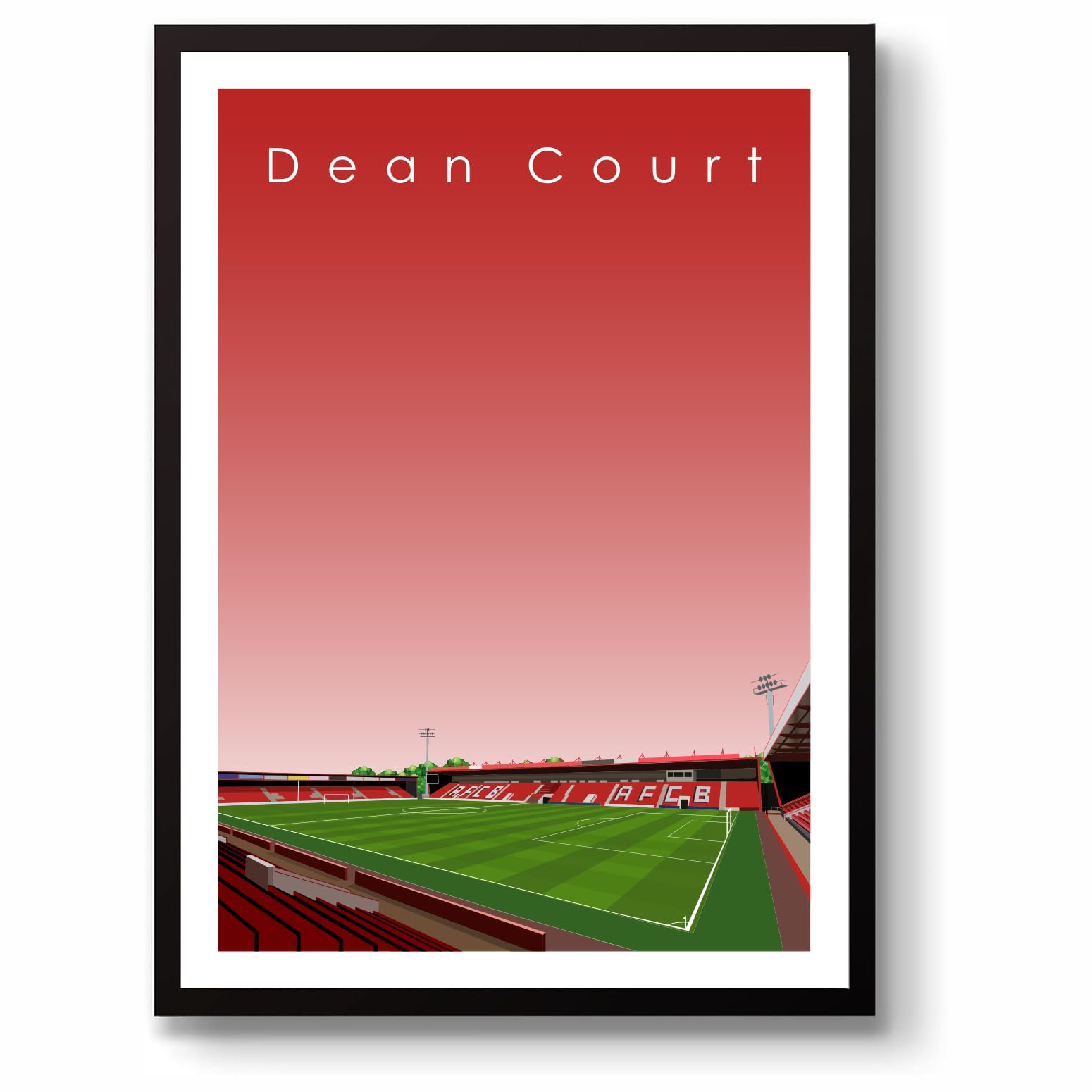 GroundDesigns AFC BOURNEMOUTH Football Gift DEAN COURT VITALITY STADIUM Art Unframed A3 Print AFCB
