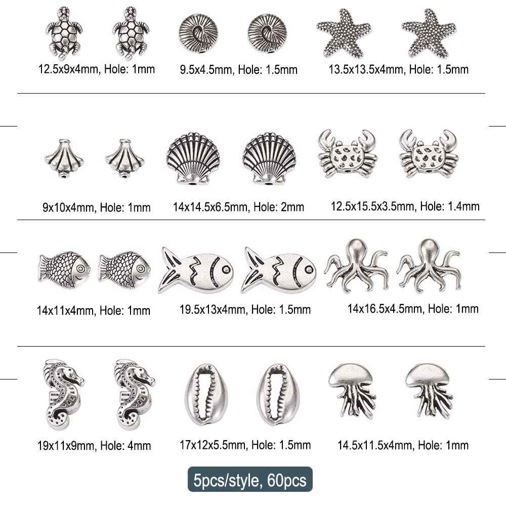 Lot De 100 Perles D'espacement En Argent Vieilli Sur Le Thème De L