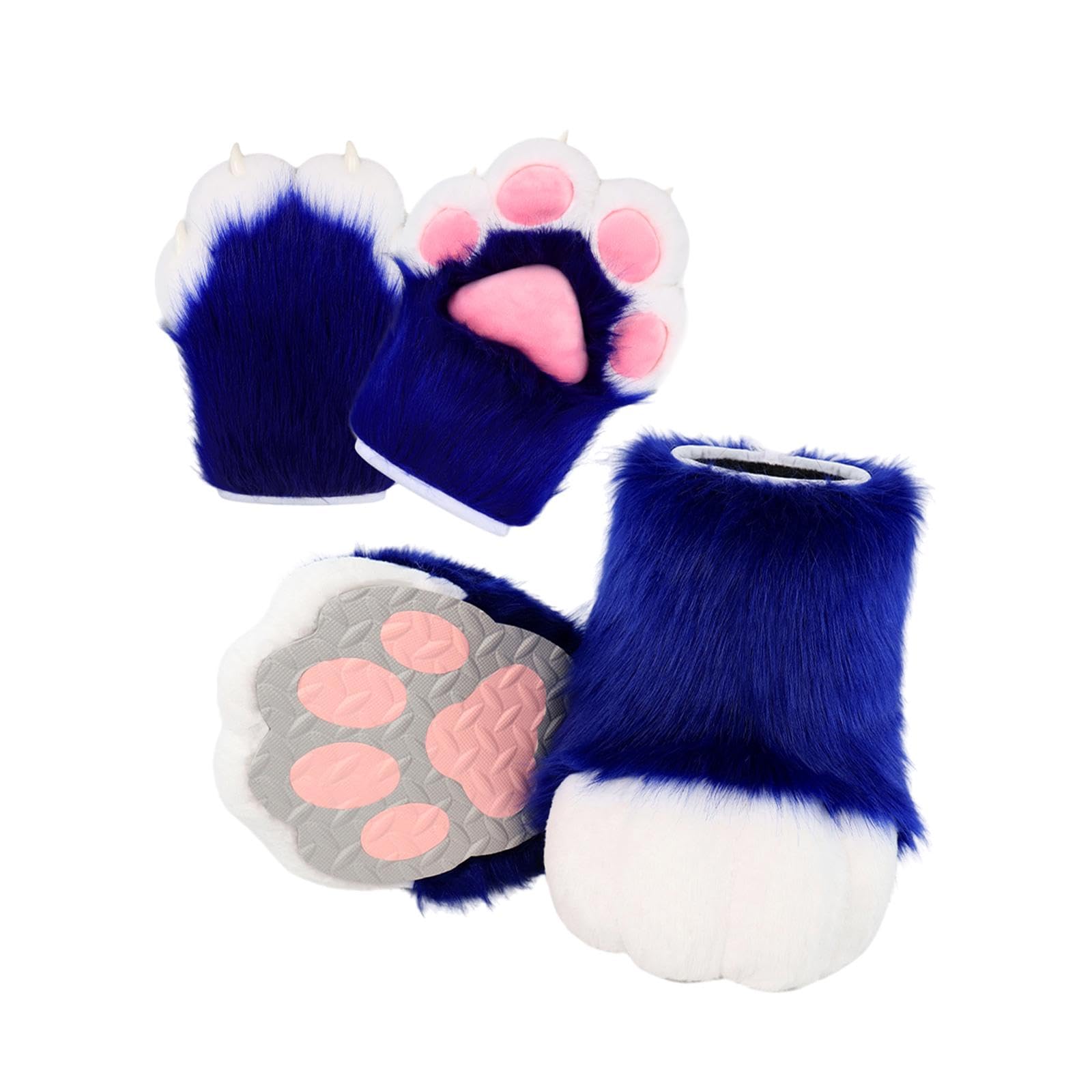 UGPLM Cosplay Animal Paws Fursuit for Women Gloves for Holiday Role Playing Masquerade: Dark Blue