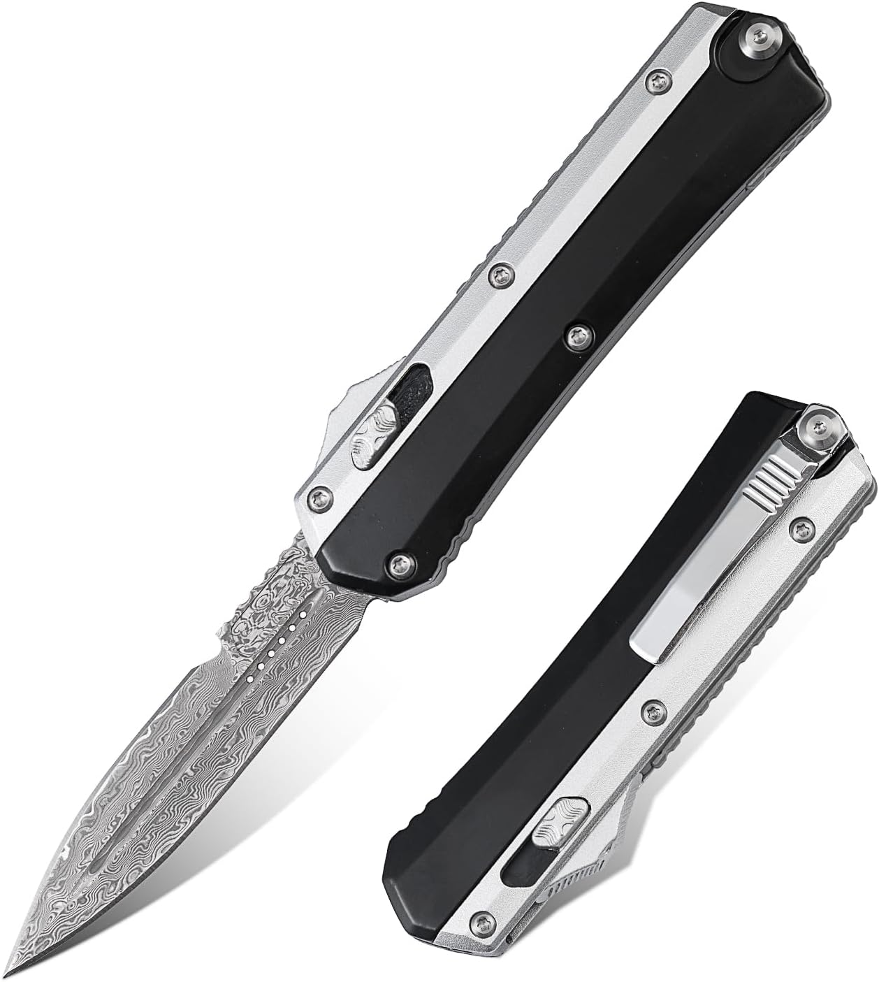 XXV Damascus Blades Pocket Knife for Men,3.5″ Steel Blade Pocket Knives Retractable Box Cutte Knife,EDC Folding Knife for Camping,Outdoor