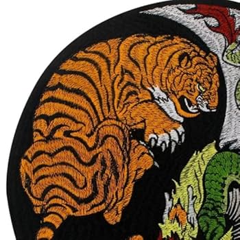 トラと龍の刺繍画 刺繍絵・刺繍画・虎・額縁・壁飾り・No.230316-06・梱包サイズ