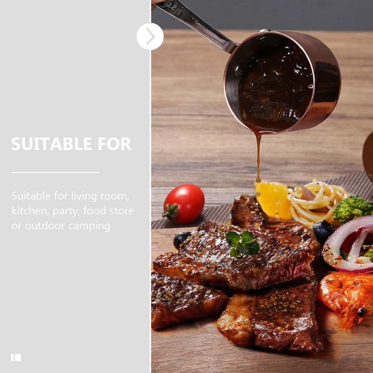 Stainless Steel Measuring Cup: Metal Sauce Cup Condiments Ramekins Butter Warmer Small Saucepan Melting Pot for Baking Cooking(Size:11.3X4.8CM) (Rose Gold 11.3X4.8CM)