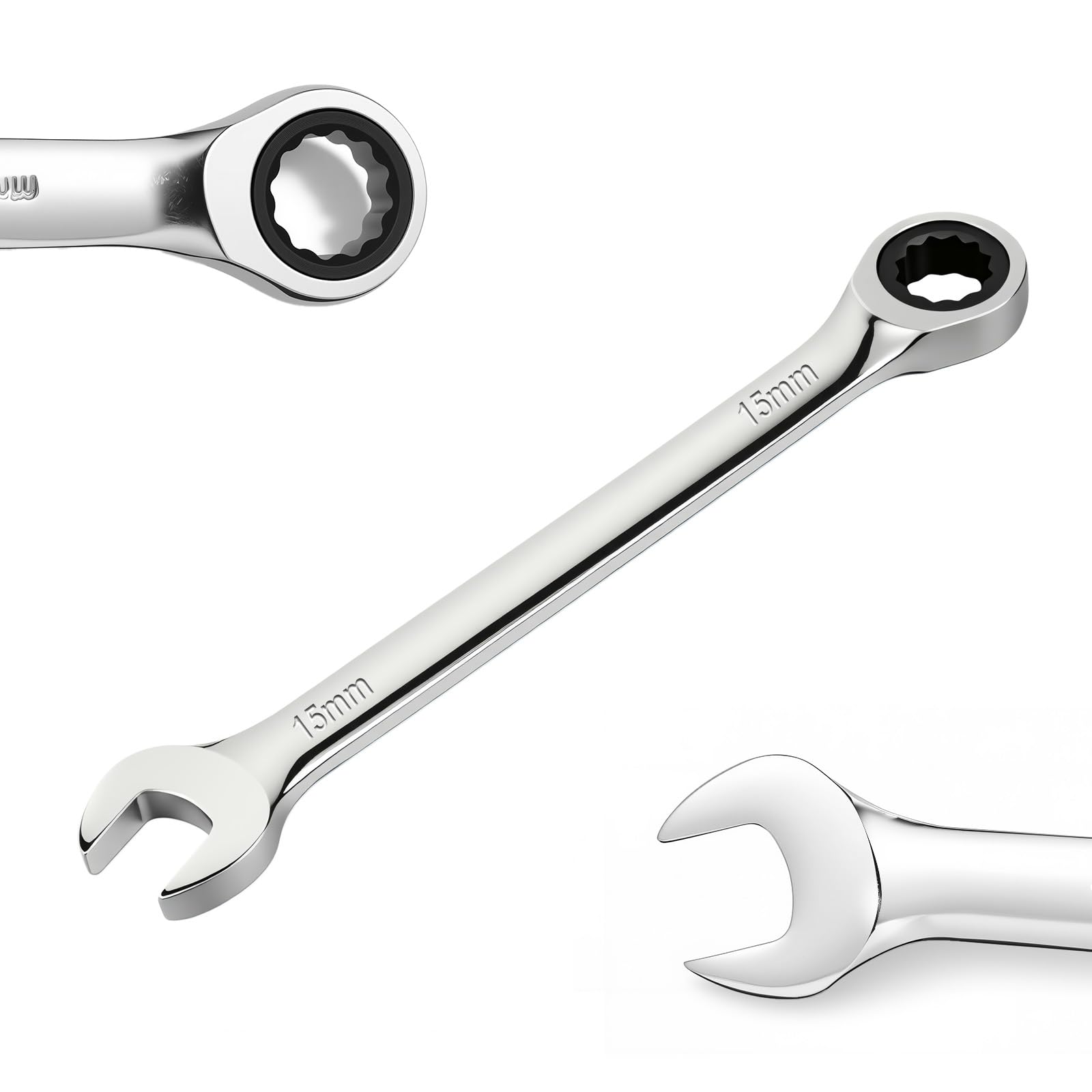 TIBOO DAY 72-Tooth Ratchet Wrench 15mm Ratcheting Combination Spanner