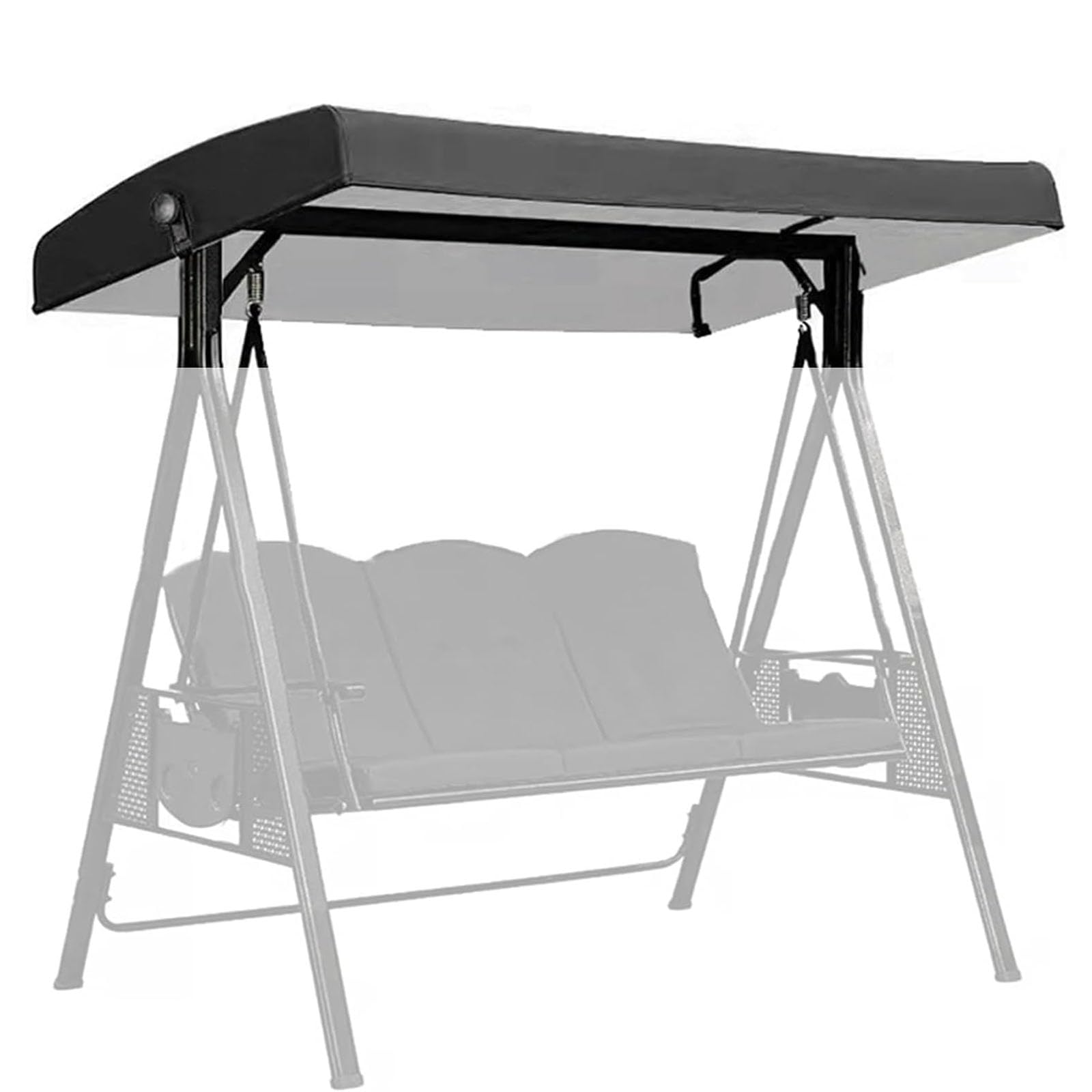 MXCZFC Garden Swing Canopy Replacement 3 seater, Swing Seat Canopy Replacement, Waterproof Windproof Anti-UV Garden Swing Seat Canopy Cover Heavy Duty Rip Proof Hammock Cover Top,Black