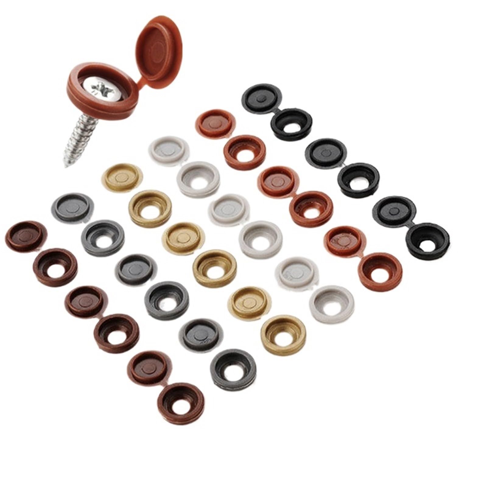 Screw decorative cover 300Pcs Plastic Shutter Fold Screw Snap Covers Furniture Fittings Cover Fasteners Holes Plugs Cap(Bronze)