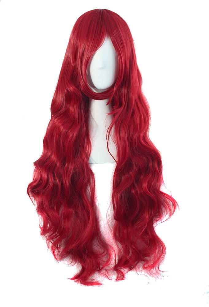 MapofBeauty 28 Pulgada/70 cm Largo Wavy Pelucas Middle Part Sintética Fibras Rizo Cabello Reemplazo Peluca Para Fiesta de Cosplay Diario (Naranja) — view 21