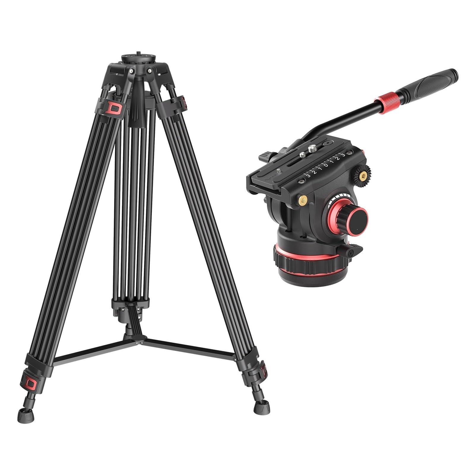 QXCIVR 74 Video Tripod Metal Heavy Tripod for Camera Camcorder Video Head Pan Tilt Damping Max Load 22lb