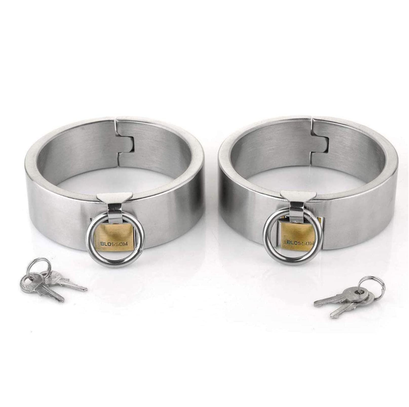 3cm Hoch Schwer Edelstahl Handfesseln, 1 Paar Metall Bondage Handschellen Handcuffs Fetisch Erwachsene Slave Abschließbar Handgelenk Manschette Erotik Sexspielzeug für Paare,Frauen4.7 * 5.7cm,Silber