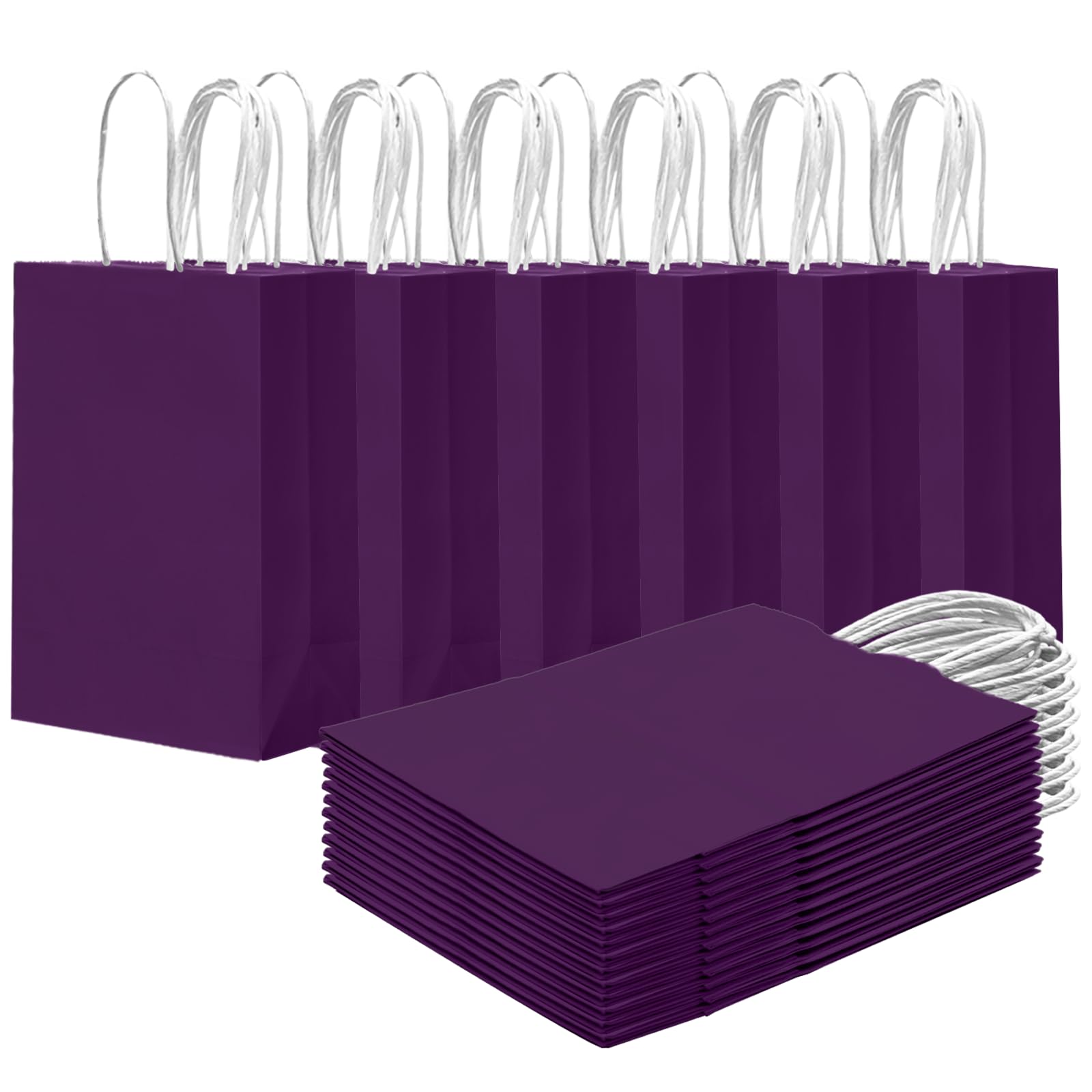 Gcardist 24PCS Small Gift Bag with Handles Bulk 8.3"x6"x3" Gift Bags Cardamom Purple Bags Multiple Uses (15x8x21cm,Small Size)