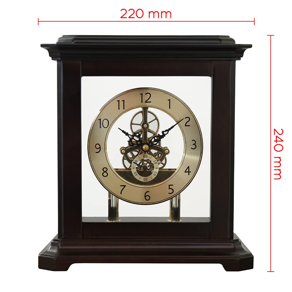 Prim Reloj de Mesa de diseño Elegante de Madera Oscura/Elegante, Motor a Paso de Cuarzo, Esfera Original, decoración de Mesa de Lujo, tamaño 220 x 280 x 180 mm, decoración de Lujo para salón,